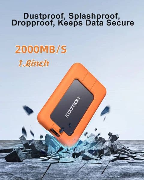 Kootion X1Max 2000MB/s Portable External SSD USB32 Gen 2x2 2TB 1TB 512GB Solid State Drive Mini PSSD for PC Laptop Desktop