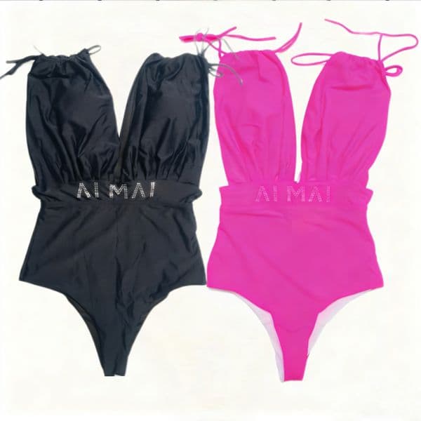 Designer Women's One Piece Swimwear Quick Dry Sleeveless Bathing Suit Letters Printed Solid Color Swimsuit Beach Monokini