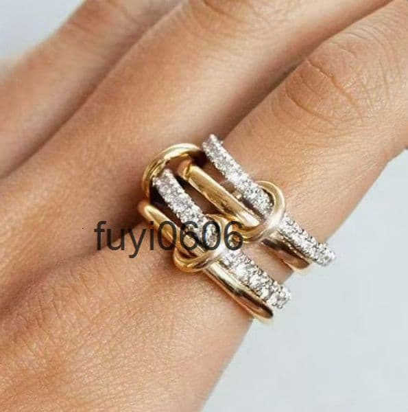 New Stacked Cubic Zirconia Ring 18K Gold Thick Gloss Non Color Changing Gold Silver Double Pack Gift