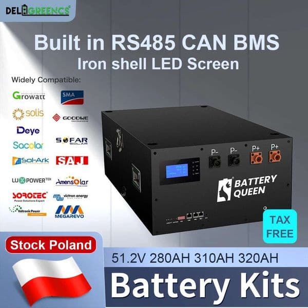 Poland Battery 48V 51.2V 280AH 310AH 320AH Battery Kits Built CAN RS485 BMS Lifepo4 Battery Case Rechargeable Batteries Solar