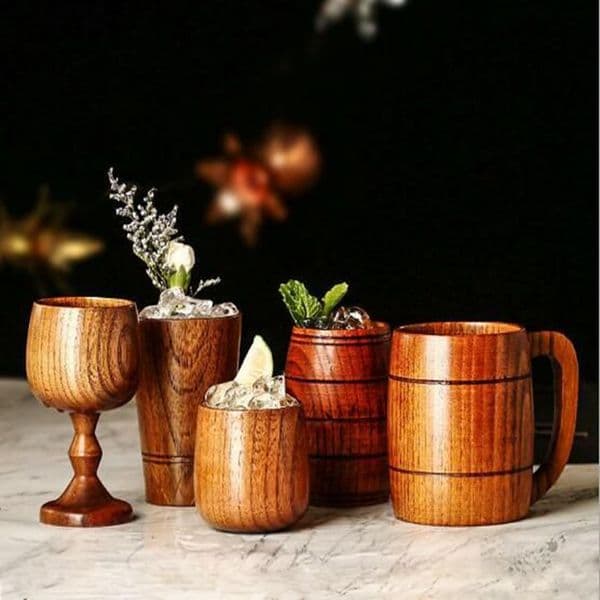 Eco-friendly Classical Wooden Beer Tea Coffee Cup Mug Water Bottle Heatproof Home Office Party Drinkware