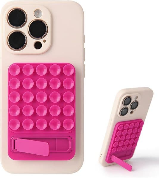 Silicone Suction Phone Case Adhesive Mount 2 in 1 Silicone Sticky Phone Grip with Suction Cup and Bracket Sticky Grip for Selfies Videos and Tiktok