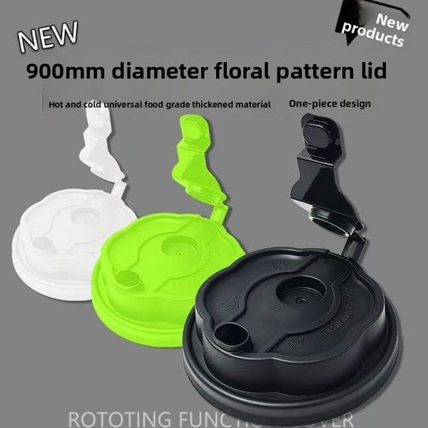 90 Caliber Multi-Functional Integrated Plum Blossom Injection Molded Disposable Leak-Proof Cup Takeaway Packaging Milk Tea Coffee Lid