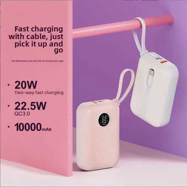 Mini Self-contai Cable Power Bank 225W Is Suitable for er Fast Charging Mobile Power ply H251118