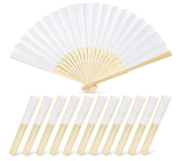 Personalized Engraved White Folding Elegant Silk Hand Fan Wedding & mariage abanicos para boda ventilador fan hand