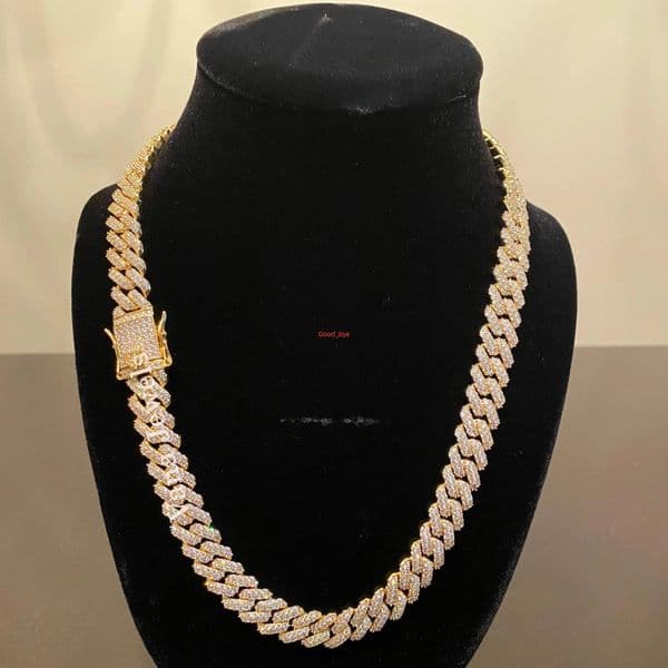 Signature 12mm Iced Miami Cuban Link Chain Moissanite Shine VVS D Color Hip Hop Jewelry in 20 Inch and 22 Inch for Men and Women