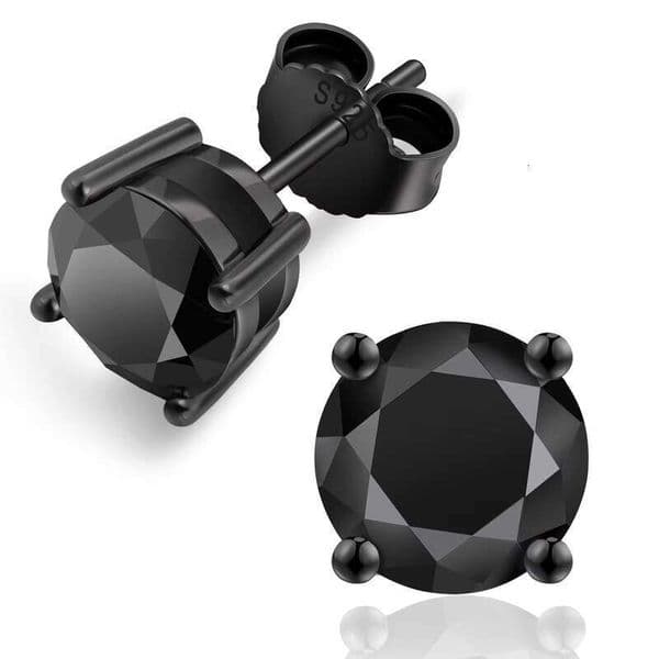 Black Mossanite Stud GRA Men's Jewelry Gift Women's Gold-Plated Sterling Sier 6.5mm 1.0CT VVS Moissanite Earrings for Men