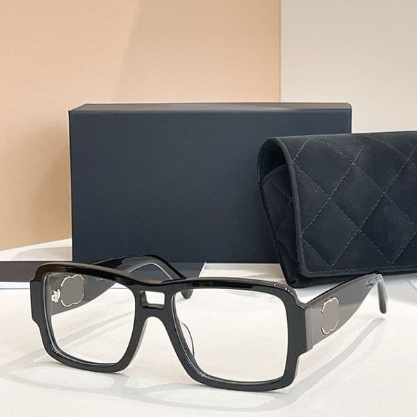 Designer Reading glasses For Women Black Acetate Clear Lenses trendy street shooting daily outfit oversize glasses CH luxury brand vintage glasses 3481 Black Icon