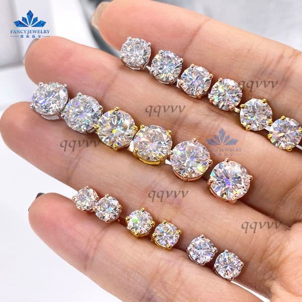 925 Sterling Silver Moissanite Diamond Stud Earrings with 5mm 65mm 8mm Screw Back White Gold Plated Stud Wedding Giftqqvvv
