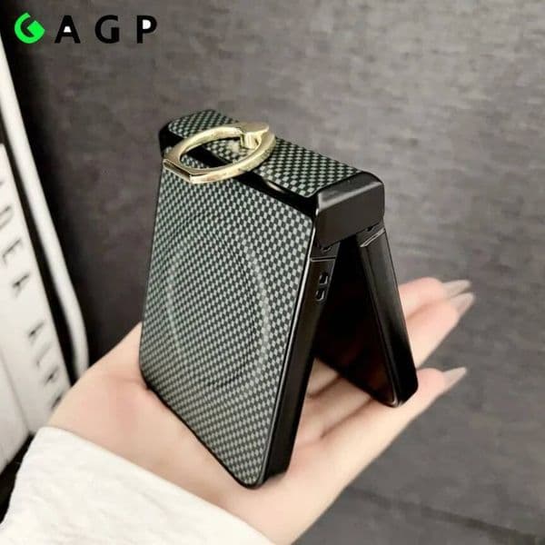 for Magsafe Chessboard Leather Ring Holder Case For Samsung Galaxy Z Flip 7 6 5 4 3 5G Flip7 Hinge Magnetic Bracket Cover
