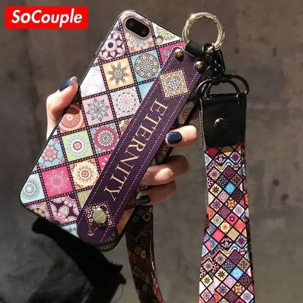 SoCouple Neck Wrist Strap Lanyard XR Xs max 11 12 13 14 15 Pro Max Soft Phone Holder Case For iphone 7 8 plus SE