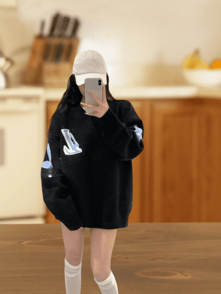 Womens lvs Tees Winter New Long Sleeve Vintage Knitted high quality Sweater Women Knitwear Pullover Jumper Female Clothing 25SS