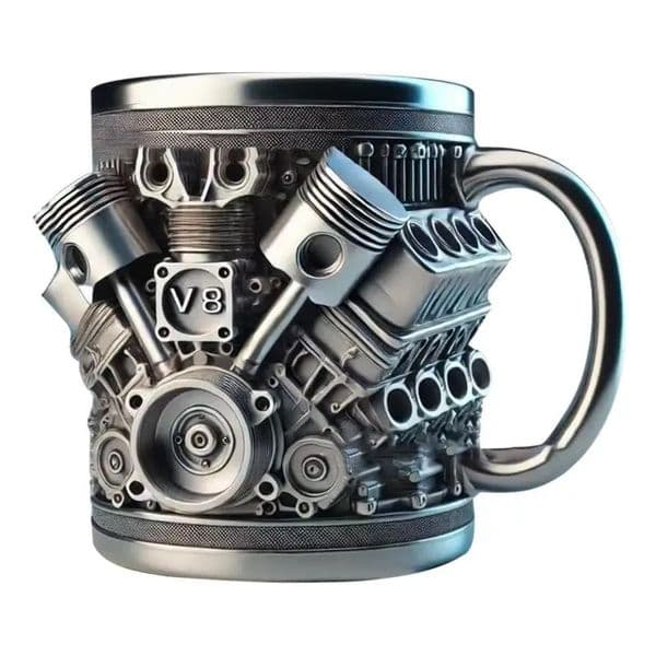 Reusable coffee cup car engine cocktail fun beverage accessory portable V8 stainless steel for home studio and travel 250421