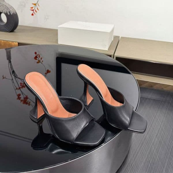 High quality Genuine leather Rhinestone mules slippers slides open toes High-heels Sandals womens Luxury designer heels Dinner party Evening shoes Rose Burgundy