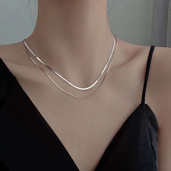 316l Stainless Steel simple snake collarbone women's retro sier colour chain short necklace fashion jew