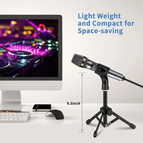 Portable Foldable Tripod Desktop Mini Microphone Stand Holder 5/8" To 3/8" Screw for Podcasts, Online Chat, Conferences