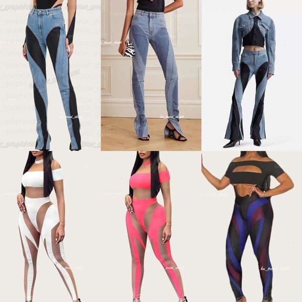 Jeans Womens Designer Trouser Legs Open Fork Tight Capris Denim Trousers Add Fleece Thicken Warm Slimming Jean Pants Brand Women Clothing Embroidery Mugler b4 6a