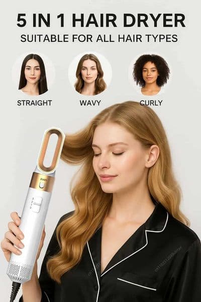 5 In 1 Professional Hair Dryer Hot Air Comb Curling Iron Hair Straightener Brush For Styling And Volumizing All Hair Types K251121