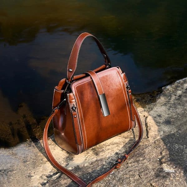 Hifashion Retro Cowboy Genuine Leather Womens Shoulder Bag y ner Cross body Wallet Bucket Handbag 250421BJ