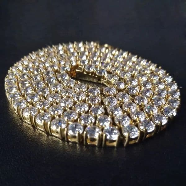 Tennis Chain Necklace 2 3 4 5 MM Jewelry Hip Hop 925 Sterling Silver Vvs Moissanite Diamond Classic
