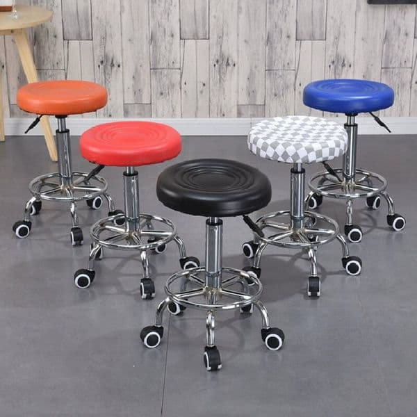 Rotating round stool Metal Salon Work Cafe Bar Soft seat cushion Height-adjustable kitchen stool