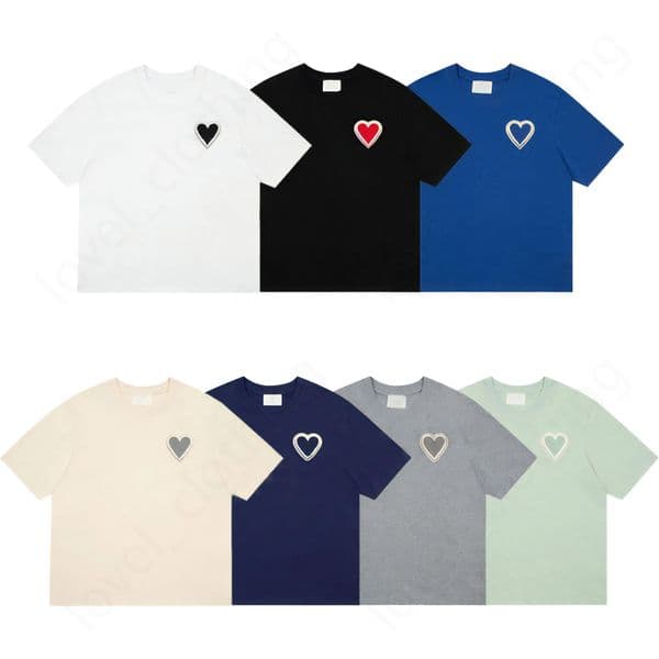 Mens womens T shirts Designer short sleeve Summer Fashion brand leisure loose tide High quality Cottons heart print Luxurys tops Clothing shorts SIZE S-XL