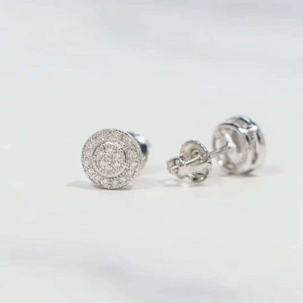 Premium Jewelry Round Cluster 925 Silver Screw Back Vvs Iced Silicon Stone Earrings