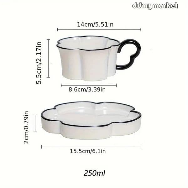 Floral Ceramic Coffee Cup Set - Modern Tea Mug Free shipping with Dish & Spoon | Dessert Plate for Home Office Use ddmymarket