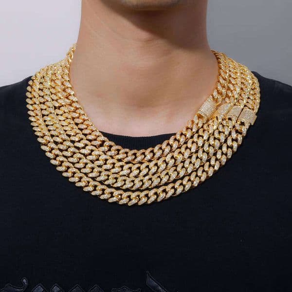 12mm Bar Cuban Chain Necklace Men's Fashion Streetwear moissanite Stone Hip Hop Punk Style Mainly sterling silver INS Inspiration 11
