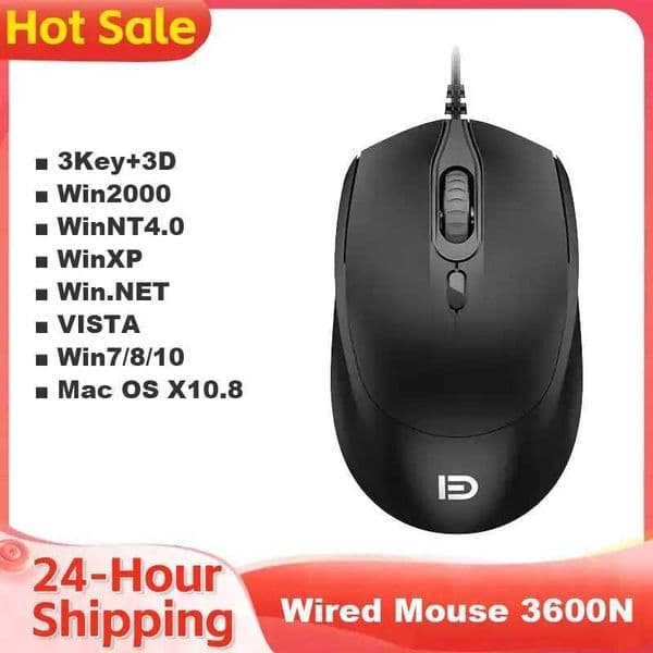 3600N Wired Gaming Mouse Mice 800DPI 1200DPI 1600DPI Optical Sensor 3 Independently Buttons For PC GamerM251124