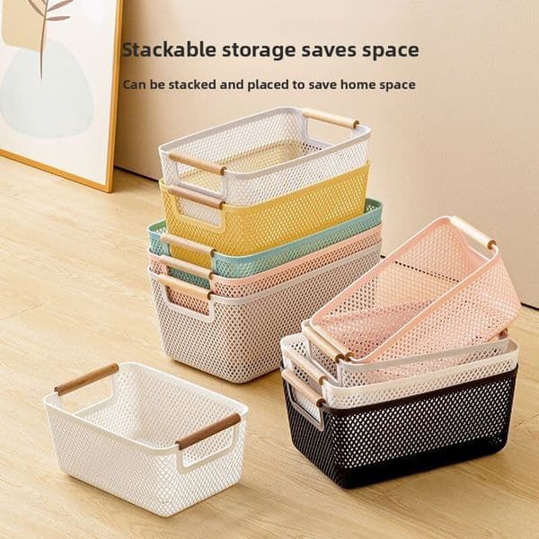 Multifunctional Hollow Plastic for Bathroom Bedside Desktop Kitchen Fruit and Vegetable Storage Basket