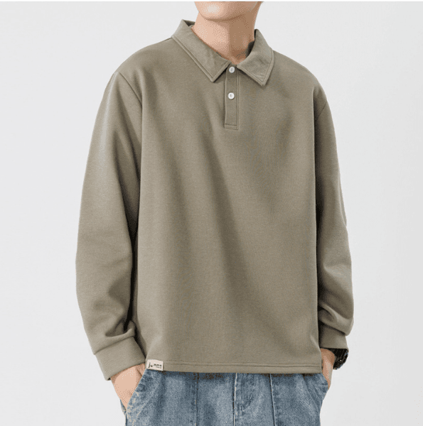 361 Men Long-sleeved Autumn and Winter Heavy Loose Solid Color Lapel Youth Casual