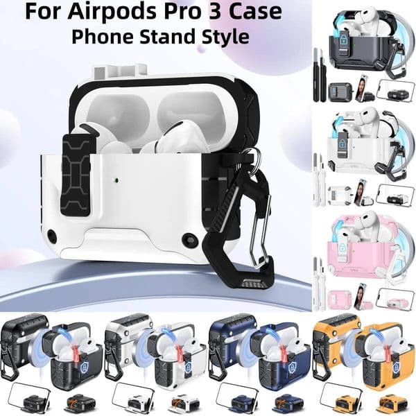Phone Stand with Cleaning Kit Magsafe & Magnetic Auto Lock Protective Case Cover for AirPods Pro 3