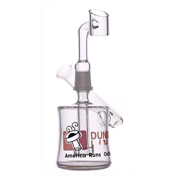 hot Dunkin glass percolator bubbler American Runs On Mini two function glass mini hookah 14mm glass water pipe oil bong