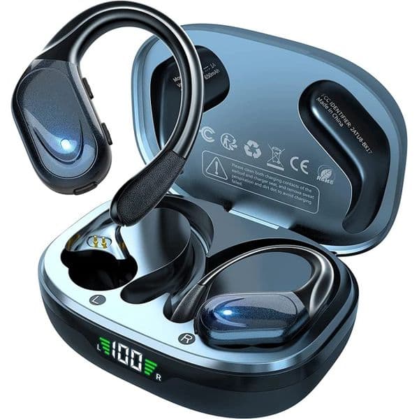 BX17 Wireless Earbuds Bluetooth 5.3 Headphones Sports Ear Buds with Mic Earhook Waterproof Earphones Power Display Running Headset