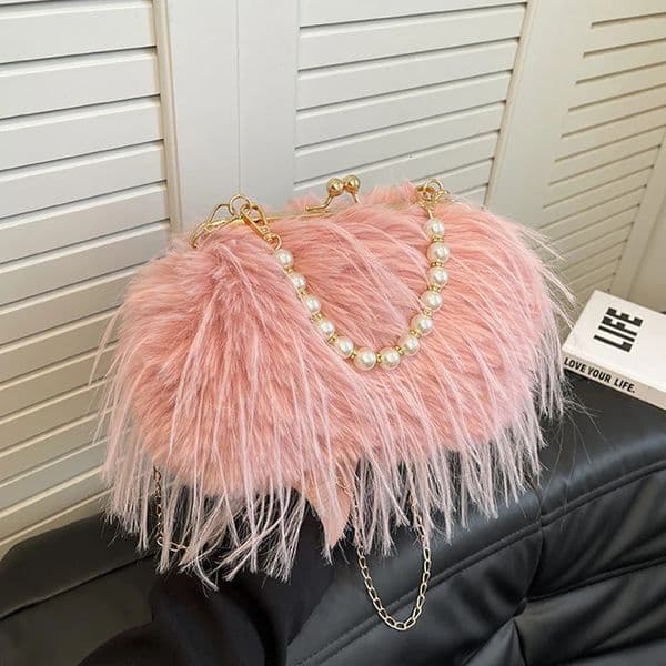Womens Trendy Long Tassel Plush Evening Bag Exquisite Beading Chain Handle Clutch Bag Trendy Banquet Wedding Handbag 251124