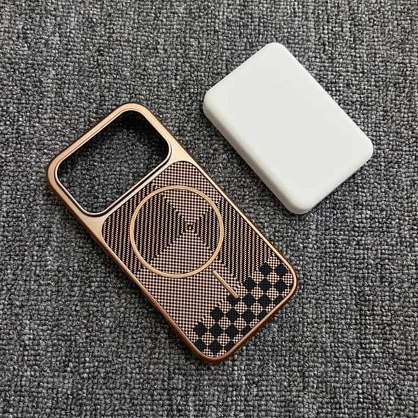 Business Vintage Plating Carbon Fiber For Magsafe Case for iPhone 17 Air 16 15 14 13 Pro Max Luxury Magnetic Matte Bumper Cover