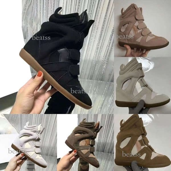 size 35-42 deisgner Brand isabel Hot Sale-Black Genuine Leather winter boots Bekett Leather-Trimmed Suede Wedge Sneakers Fashion Show New Shoes topss