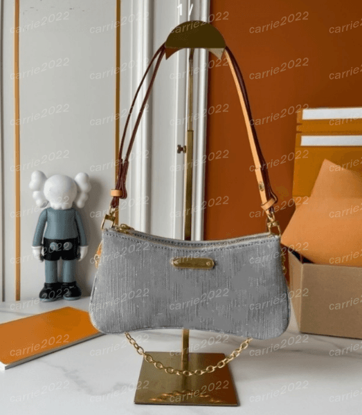 Grey Denim Shoulder Bags Shoulder Bags designer poch bag chain underarm bag double zipper hobo old flower vintage classic women purse denim bag wallet on chain ivy bag