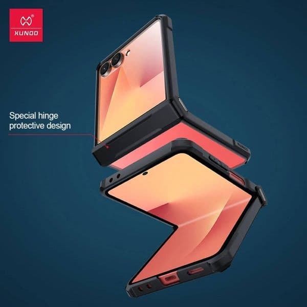 Xundd Samsung 7 Galaxy Z Flip 3 4 5 6 Case Airbag Shockproof Shell Back Clear Cover with Glass For