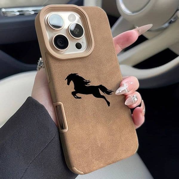 Prancing Horse Phone Case For Cases iPhone 16 Plus 15 14 13 12 11 Pro Max XS X XR 17 Air Faux Leather Cover