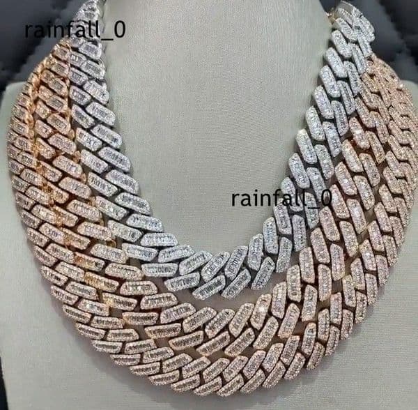 Wholesale Price Diamond Cuban Chain Sterling Silver Plated Charm Pendant Necklace Hip Hop Style Unisex Gift Jewelry