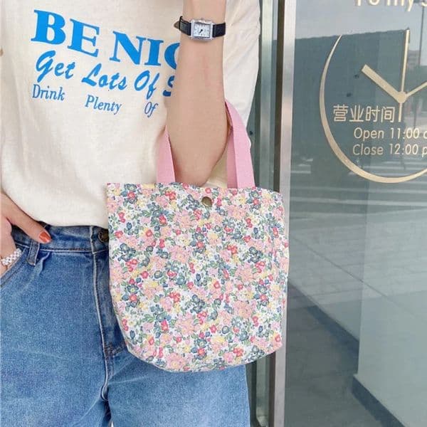 Fashion Floral Women Mini Canvas Handbags Cotton Ladies Eco Reusable Shopping Bags Casual Female Portable Small Tote Purses 251124