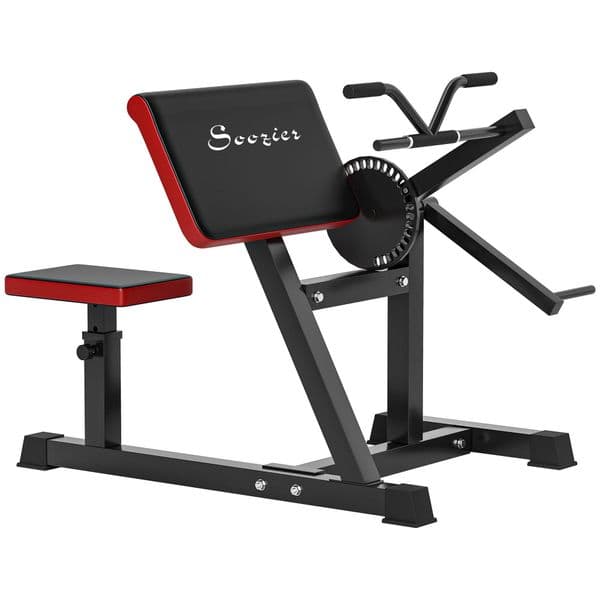 Soozier 2-In-1 Bicep Preacher Curl Bench with Adjustable Seat and Elbow Cushion, Plate Loaded Bicep Curl Machine Tricep Extension Machine for Home Gym Workout