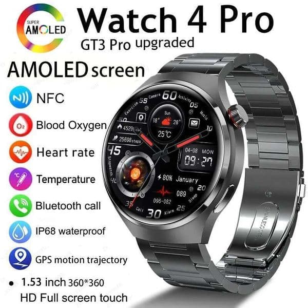 For Huawei WATCH 4 Pro Smart Watch Men AMOLED HD Screen Bluetooth Call GPS Trectory NFC Health Monitor Smartwatch 2025 New