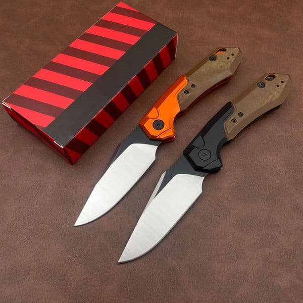 2Models 7851 Launch 19 Folding Knife 3.3" CPM-154 Two-Tone Clip Point Blade, Anodized Aluminum Handles