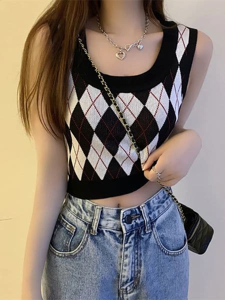 Hailier womens flat bottomed vest without back cute Camis womens crop top knitted top womens crop vest top summer 250427