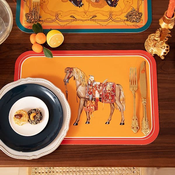 European light luxury placemat waterproof and oil-proof leave-in thermal insulation leather table western food dish mat