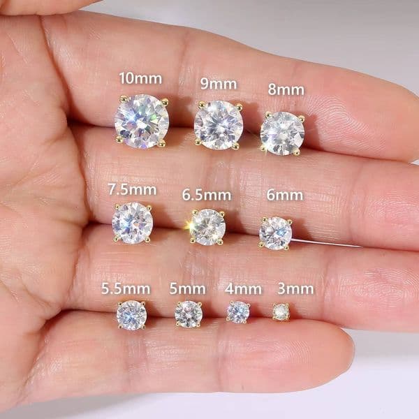 05CT 1CT 2CT 3CT Mossanite Stud VVS 925 Sterling Silver 14K Gold Plated Jewelry GRA Moissanite Diamond Earring for Women Men