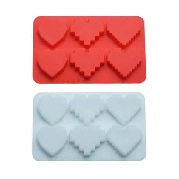 6-Pixel Heart Crystal Resin New DIY Chocolate Creative Mirror Pendant Silicone Mold